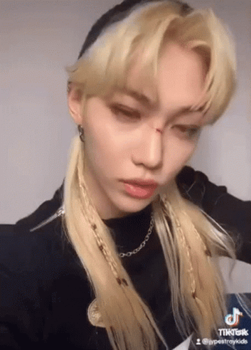 Felix Lee K-Pop Long Hair Flex GIF