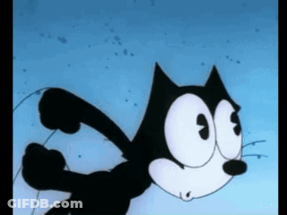Felix The Cat Is A Black And White Cartoon Character With Big Eyes GIF