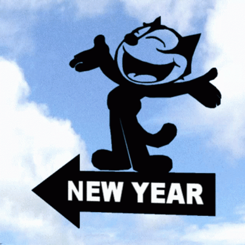 Felix The Cat New Year Sign GIF