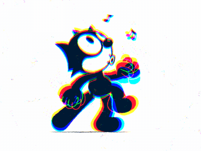 Felix The Cat Whistle Trippy Walk GIF
