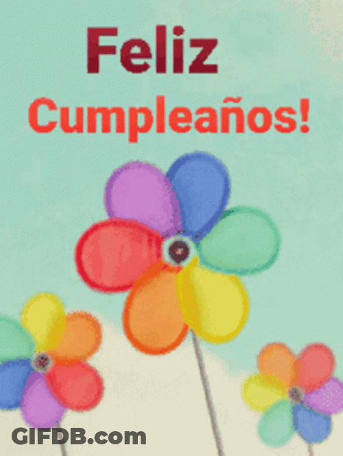 Feliz Cumpleaños Flower Wind Spinner GIF