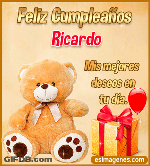 Feliz Cumpleaños Ricardo Cute Bear GIF