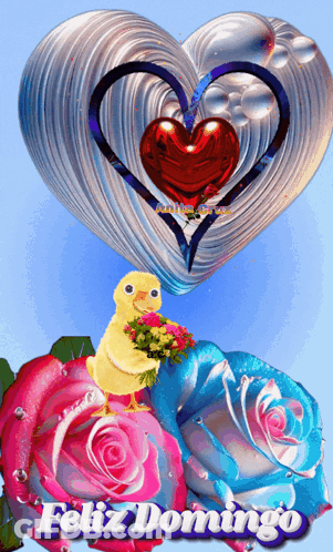Feliz Domingo Bird Holding Flowers GIF