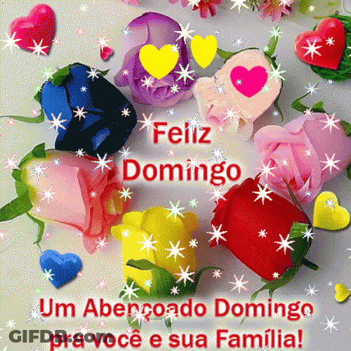 Feliz Domingo Glistening Flowers Artwork GIF