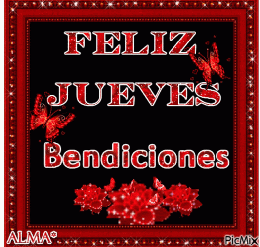 Feliz Jueves With Red Butterflies GIF