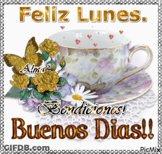 Feliz Lunes Buenos Dias Coffee Hearts GIF