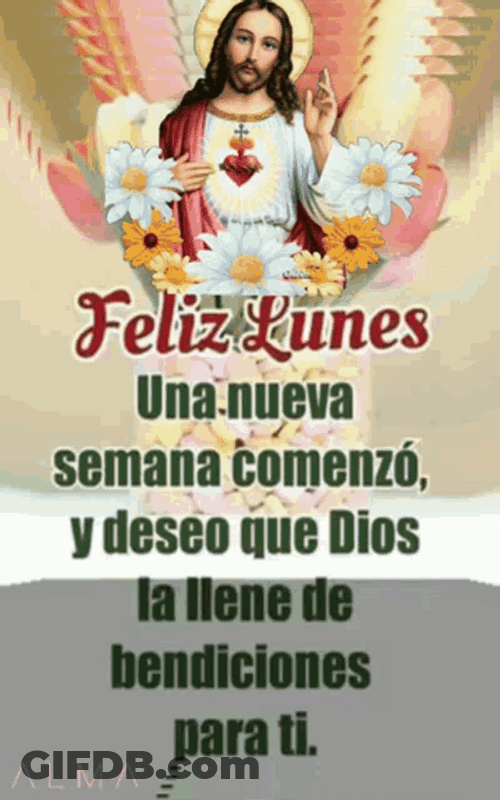 Feliz Lunes Jesus Blinking Heart Animation GIF