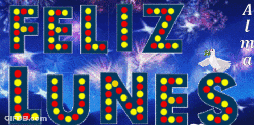 Feliz Lunes Sign With Dove GIF