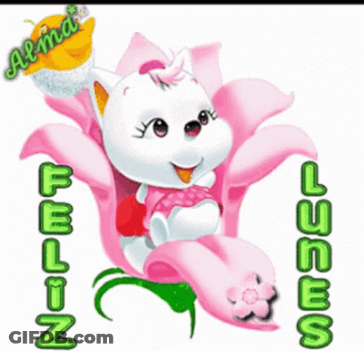Feliz Lunes Sitting Dog Flower In Chair Animation GIF