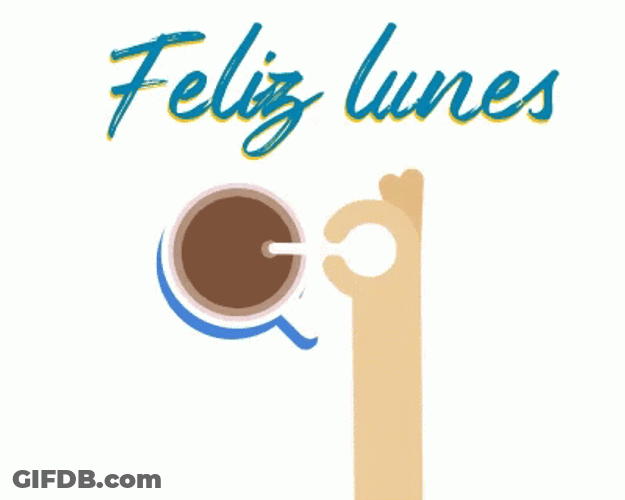 Feliz Lunes Stirring Coffee Animation GIF