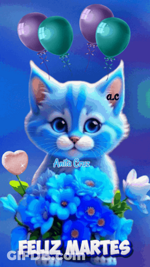 Feliz Marte Blue Cat GIF