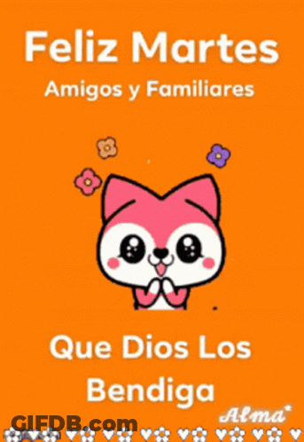 Feliz Martes Amigos Y Familiares Pink Cat Poster GIF