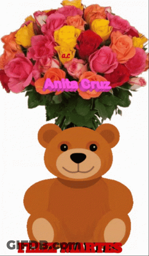 Feliz Martes Bear And Flowers GIF