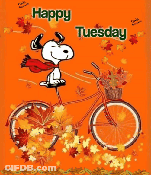 Feliz Martes Snoopy Biking GIF