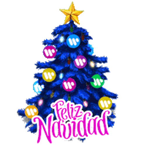 Feliz Navidad Blue Christmas Tree GIF