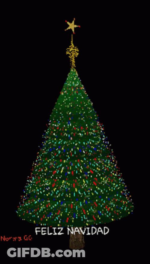 Feliz Navidad Glistening Tree Backdrop GIF