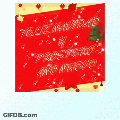 Feliz Navidad Prospero Ano Nuevo On Red Background GIF