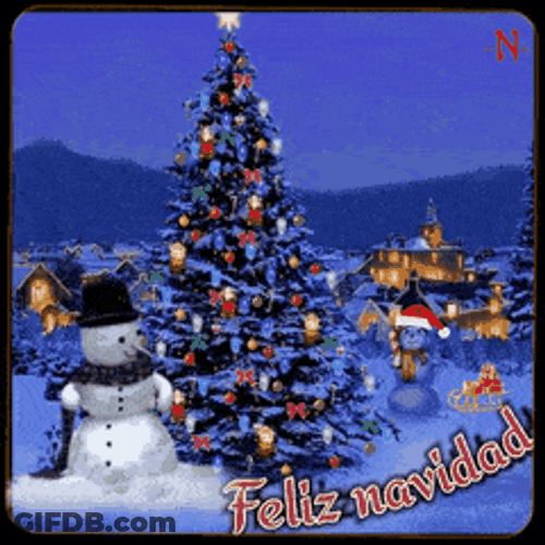 Feliz Navidad Santa Sleigh Passing Backdrop GIF