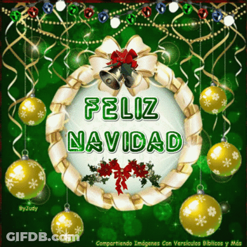 Feliz Navidad Sleighbells And Wreath Background GIF