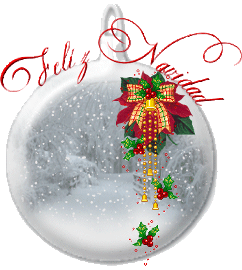 Feliz Navidad Snowy Christmas Ball Computer Art GIF