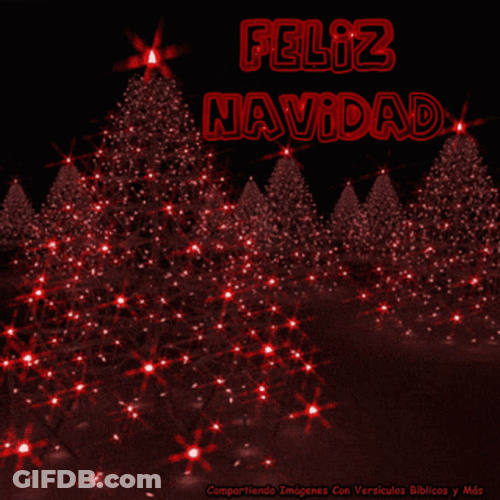 Feliz Navidad Spinning Red Trees GIF