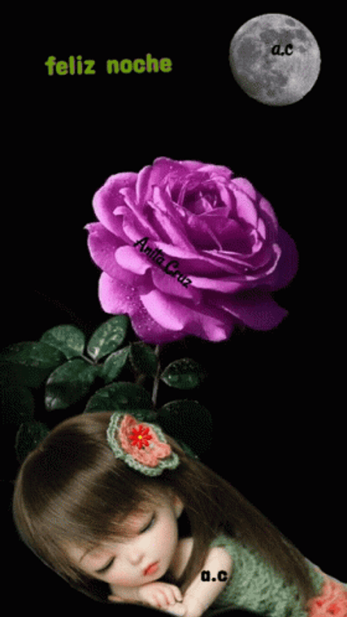 Feliz Noche Violet Roses Little Girl GIF