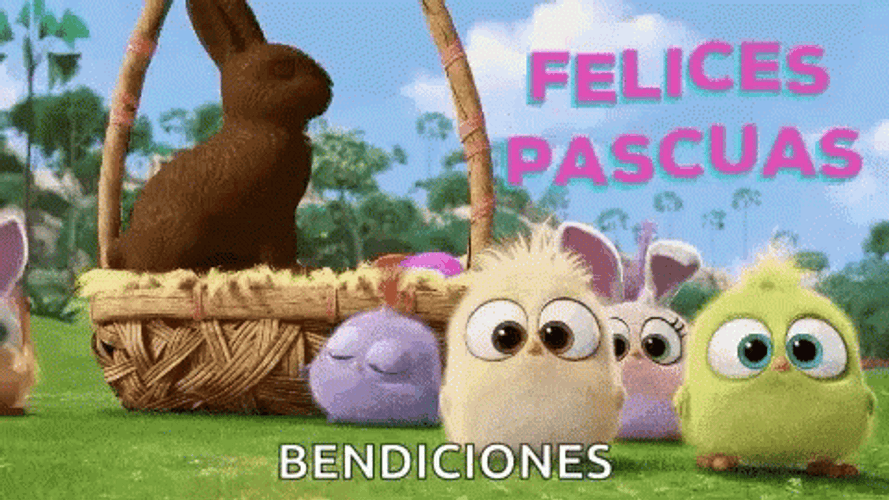 Feliz Pascua Bendiciones Angry Birds And Jumping Bunny GIF