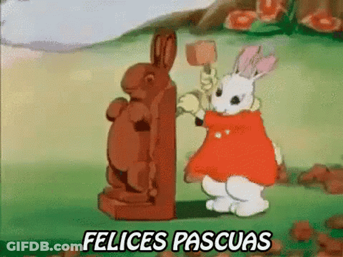 Feliz Pascua Bunny Statue Worker GIF