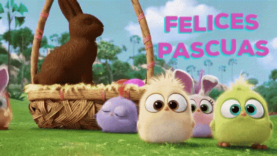Feliz Pascua Cute Angry Birds And Bunny GIF