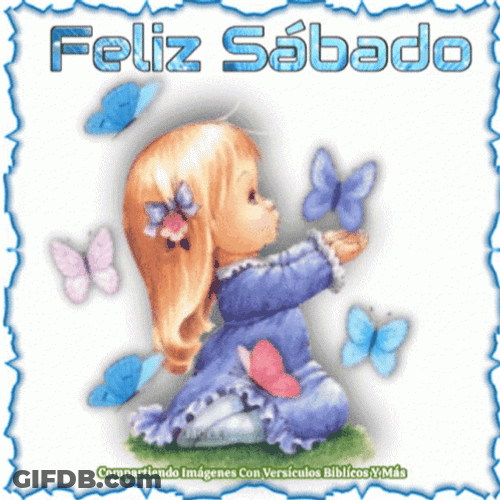 Feliz Sabado Kneeling Baby Angel With Butterflies GIF