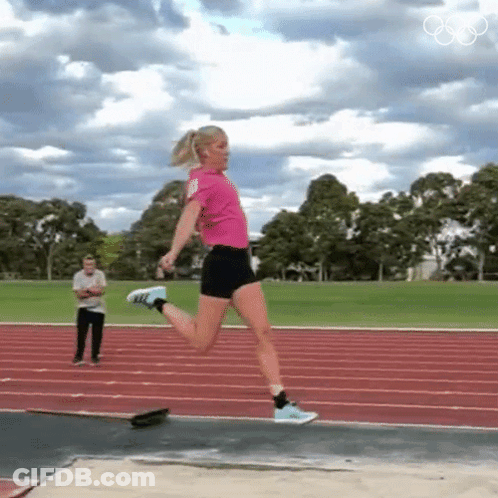 Female Athlete Jumping On Track GIF