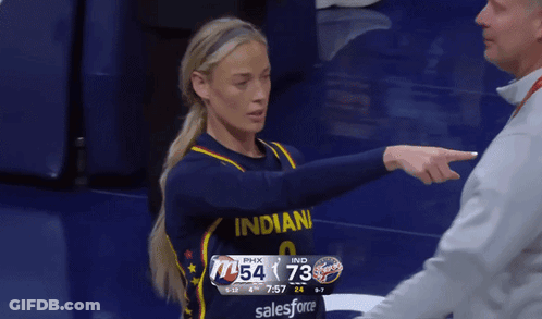 Female Basketball Player For Indians Talking To Coach GIF