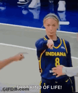Female Basketball Player From Indiana Pointing GIF