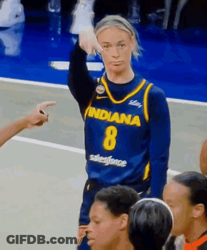 Female Basketball Player In Blue Indiana Jersey GIF