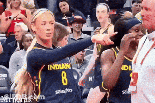 Female Basketball Player In Blue Jersey Number 8 GIF