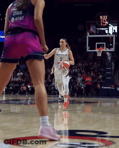 Female Basketball Player In Blue NBA All Star Jersey Thumbs Down GIF