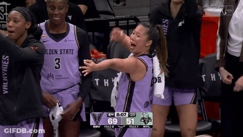 Female Basketball Player In Golden State Jersey GIF