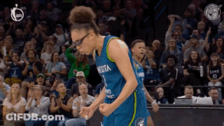 Female Basketball Player In Minnesota Jersey Celebrating GIF