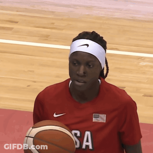 Female Basketball Player In Red Shirt Saying Sa GIF