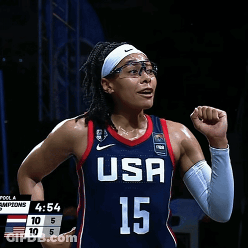 Female Basketball Player With Glasses Jersey Number 15 GIF