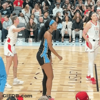 Female Basketball Players On Court With Fire On Floor GIF