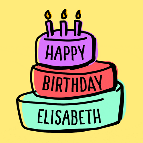Female Celebrant Happy Birthday Cartoon Cake GIF