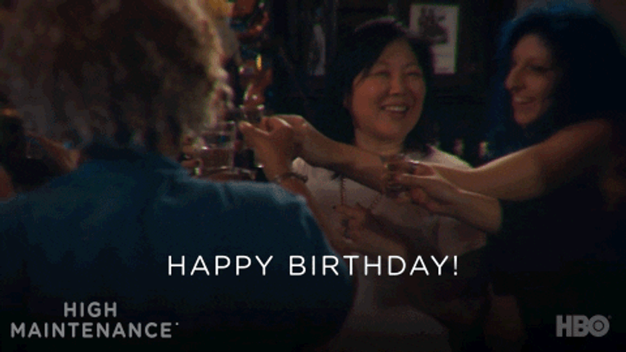 Female Celebrant Happy Birthday Drinking Party GIF