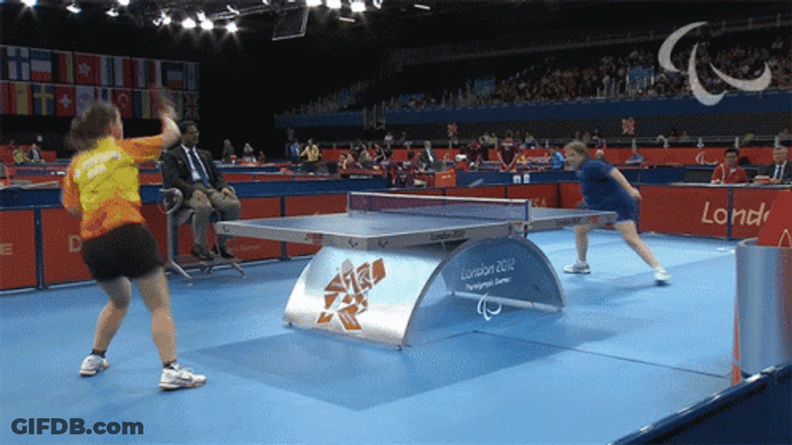 Female Competitive Ping Pong GIF