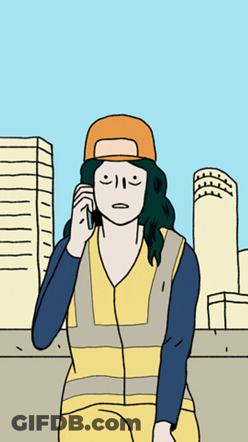 Female Construction Worker And Building Implosion GIF