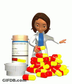 Female Doctor Standing Next To Pills GIF