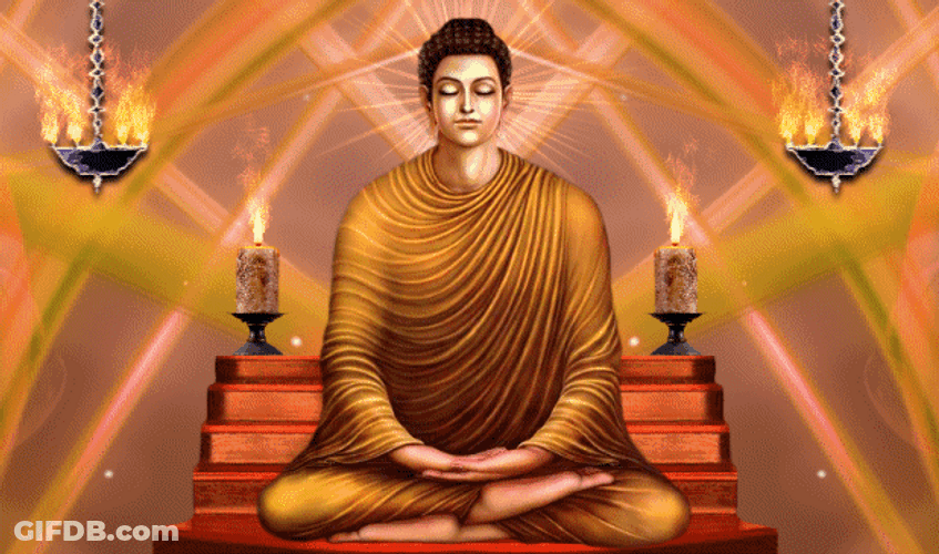 Female Golden Buddha Doing Meditation GIF