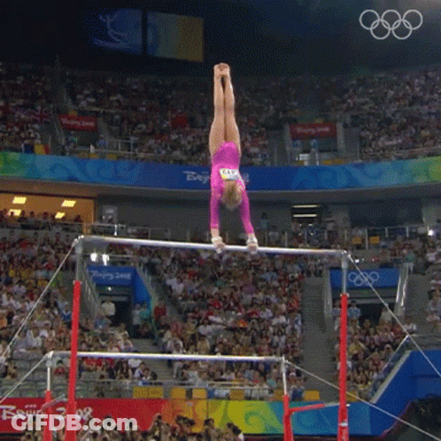 Female Gymnast Handstand Parallel Bars GIF