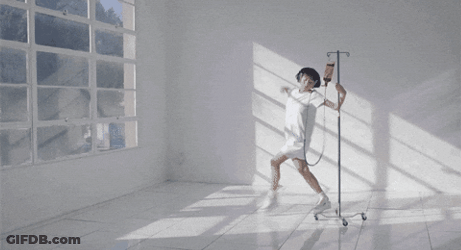 Female Patient Dancing In Hospital Room GIF