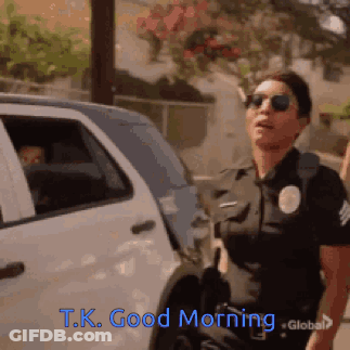 Female Police Officer Saying Good Morning GIF